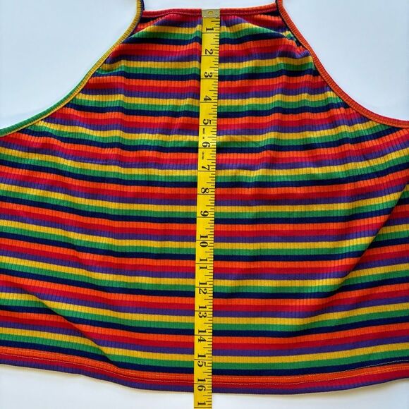 Rainbow Striped Pride Plus Size Halter Cami Crop Top - Size 3x - Picture 3 of 6